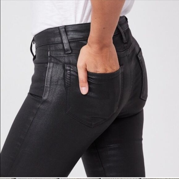 Paige Peg Black Coated Skinny Jeans in Pandora Size 26 - Picture 3 of 14